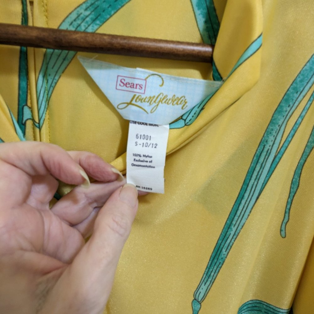 Vintage Sears Yellow Floral Loungewear House Dress - Sz 10/12 - Picture 6 of 7